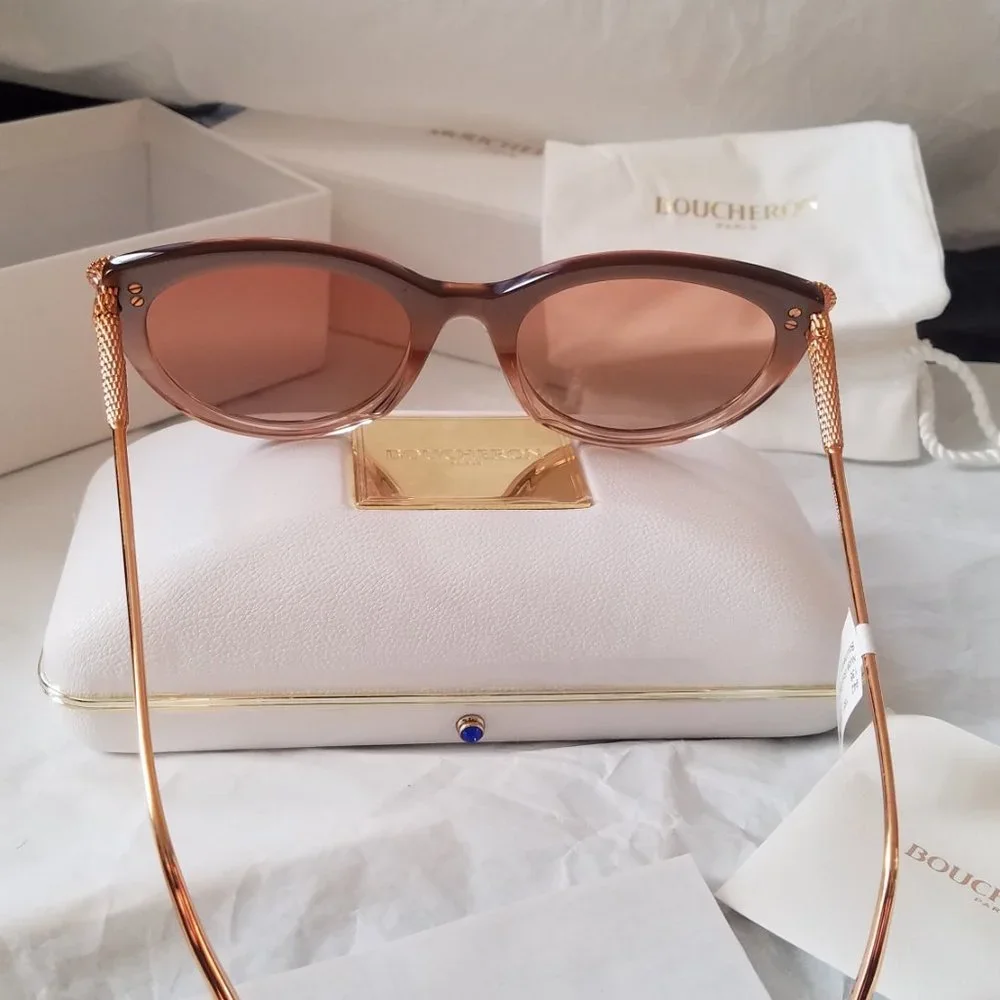NWT Beige Light Brown Boucheron Cat Eye Gradient 55MM Sunglasses. - Picture 6 of 8